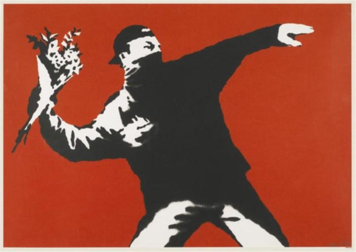 love is in the air by banksy
