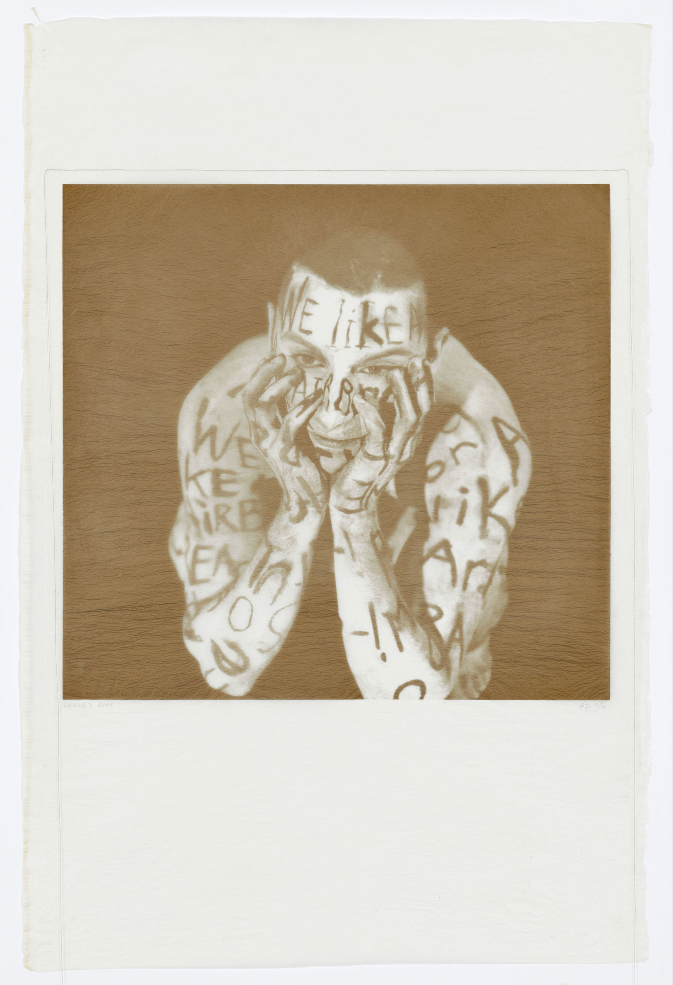 Gold Word Figure by Lesley Dill