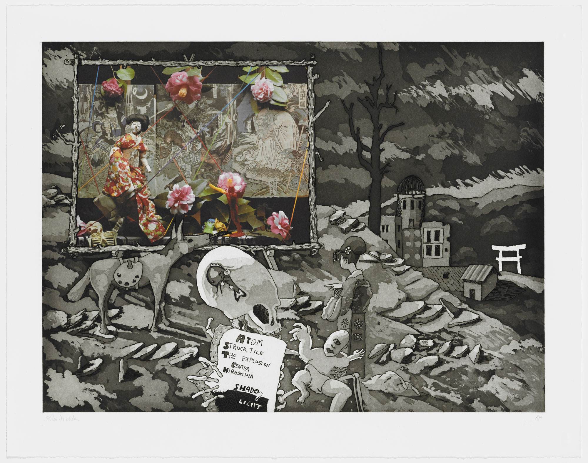 Atom Struck Tile The Explosion Center Hiroshima Shade/light by Robert Fichter