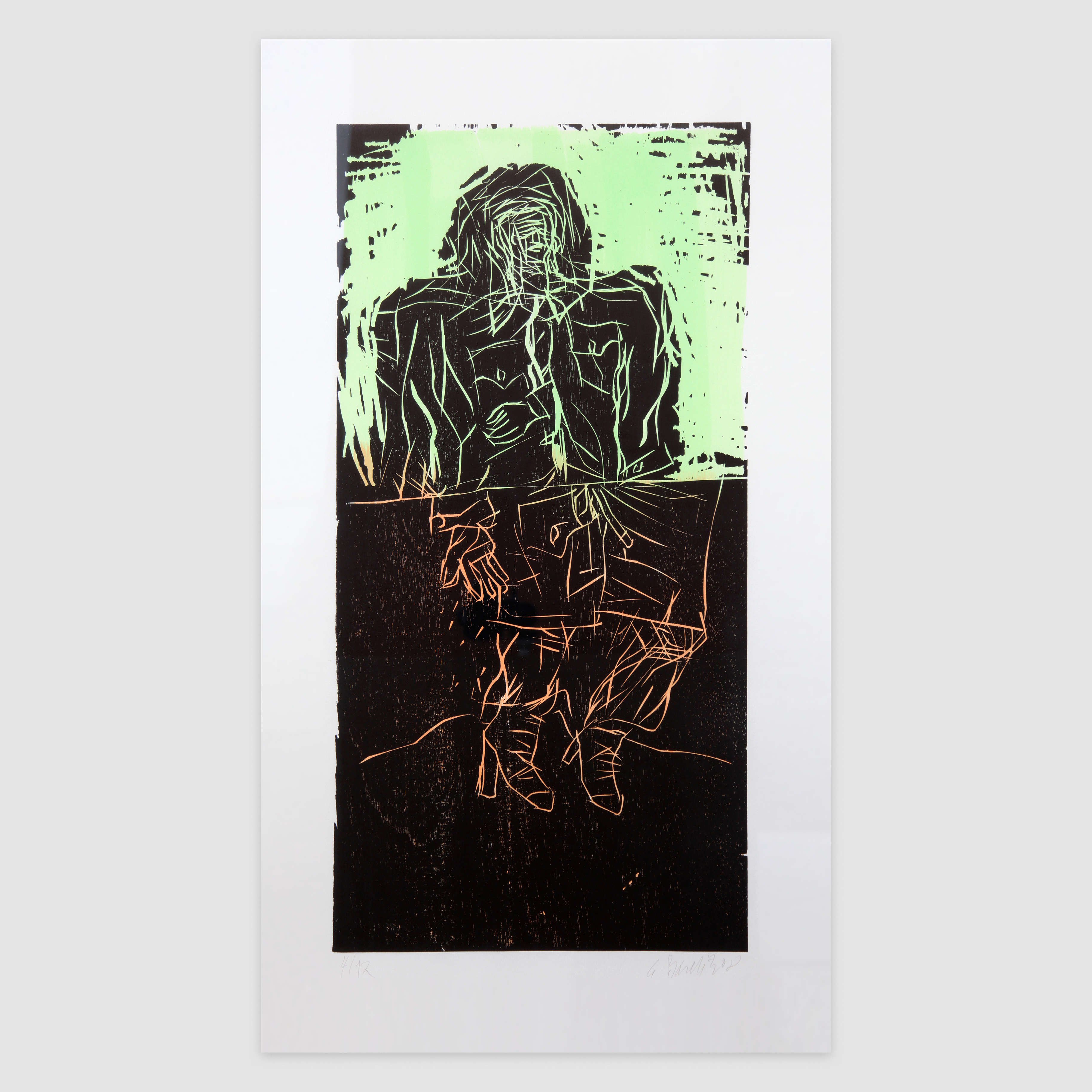 Maler Im Mantel – Zwei Streifen (Remix) by Georg Baselitz