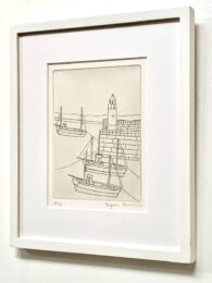 Three Boats In A Harbour by Bryan Pearce at pgr fine art