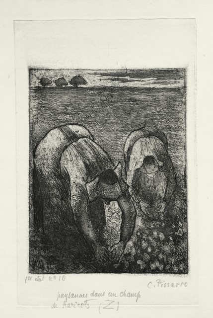 Paysannes Dans Un Champ De Haricots by Camille Pissarro