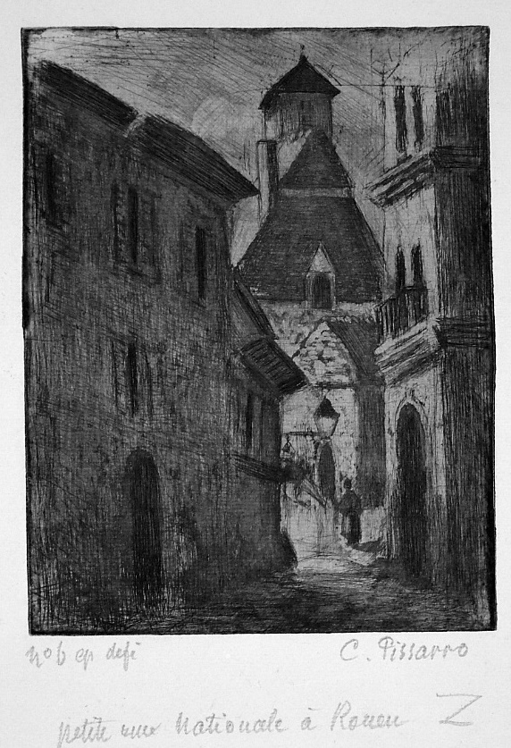 Narrow Street In Rouen (petite Rue Nationale, A R by Camille Pissarro
