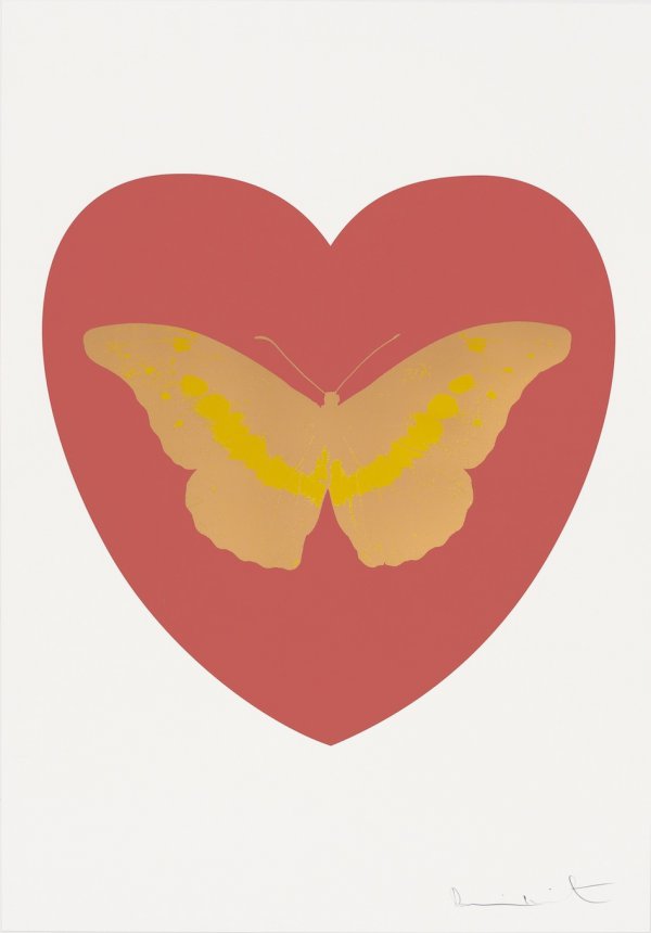 I Love You – Coral, Cool Gold, Oriental Gold by Damien Hirst