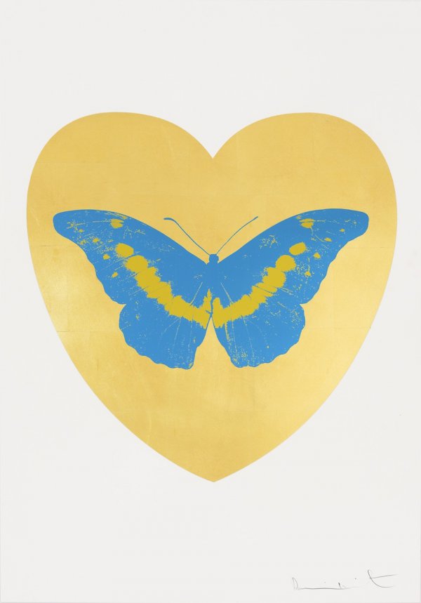 I Love You – Gold Leaf, Turquoise, Oriental Gold by Damien Hirst
