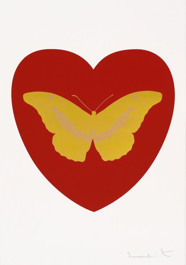I Love You – Red, Oriental Gold, Cool Gold by Damien Hirst