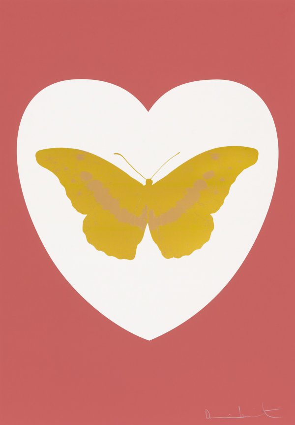 I Love You -white, Coral, Oriental Gold, Cool Gold by Damien Hirst