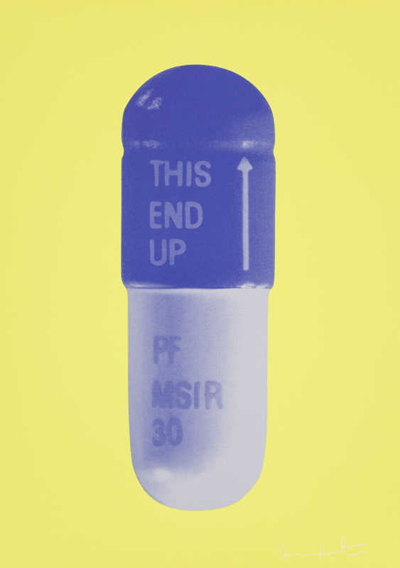 The Cure – Neon Yellow/french Lilac/amethyst by Damien Hirst