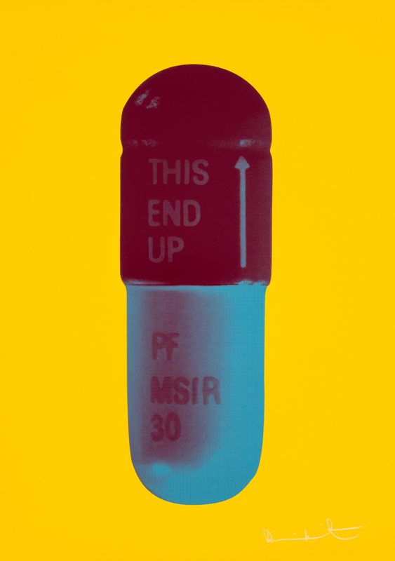 The Cure – Sunflower Yellow/merlot/sapphire by Damien Hirst