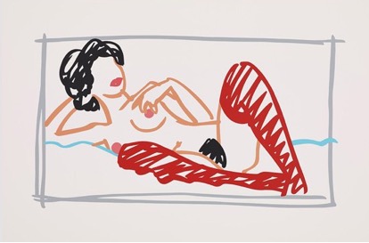 Fast Sketch Red Stocking Nude, 1991 by Tom Wesselmann