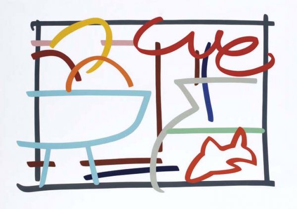 Fast Sketch Still Life With Fruit And Goldfish by Tom Wesselmann
