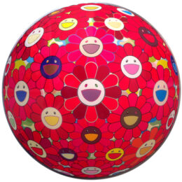 Flower Ball 3-d Red Cliff by Takashi Murakami at Vogtle Contemporary