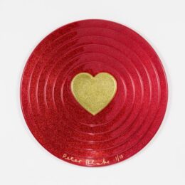 Gold Heart On Red Target (metal Flake) by Peter Blake at Paul Stolper Gallery