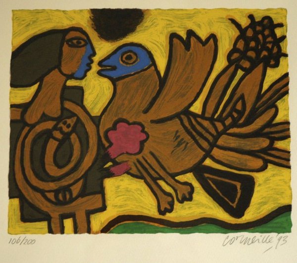 Vogel En Vrouw by Guillaume Corneille
