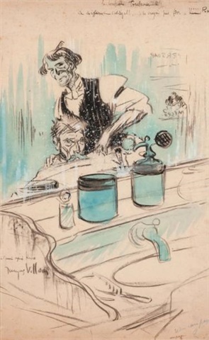Le Confrère Toulousain / Original Charcoal, Watercolor, And Gouache Drawing by Jacques Villon