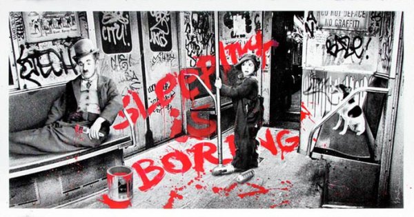 Sleeping Is Boring (red) by Mr. Brainwash
