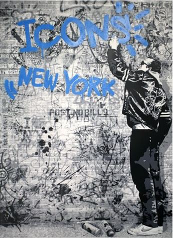 The Wall (blue) by Mr. Brainwash