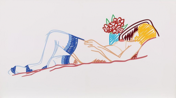 Nude With Bouquet And Stockings by Tom Wesselmann