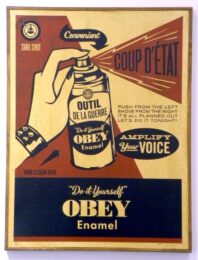 Obey Coup D’ Etat (on Wood) by Shepard Fairey at Gregg Shienbaum Fine Art