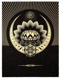 Obey Lotus Crescent (black & Gold) by Shepard Fairey at Paul Stolper Gallery