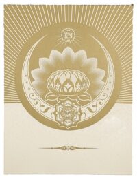 Obey Lotus Crescent (white & Gold) by Shepard Fairey at Paul Stolper Gallery