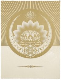 Obey Lotus Crescent (white / Gold) by Shepard Fairey at Gregg Shienbaum Fine Art