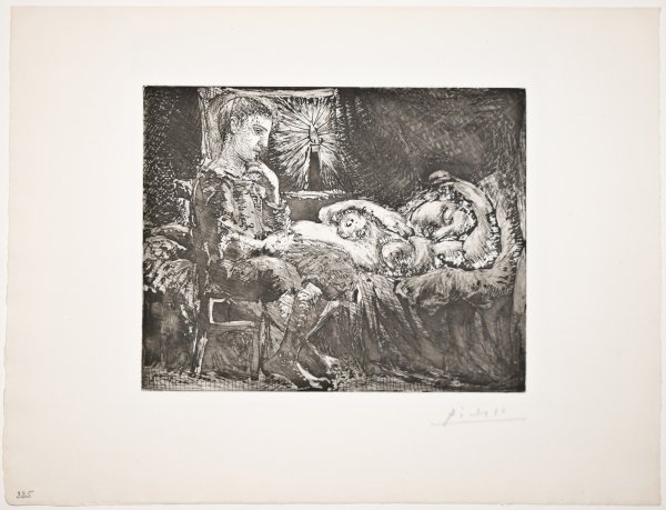 Garçon Pensif Veillant Une Dormeuse by Pablo Picasso