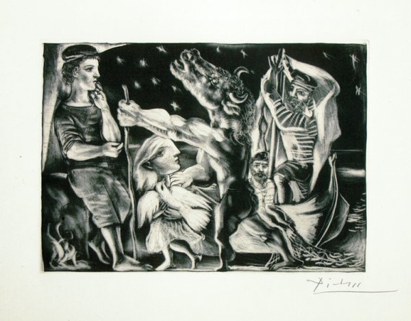 Minotaure Aveugle Guide Par Une Fillette Dans La Nuit From The Vollard Suite by Pablo Picasso