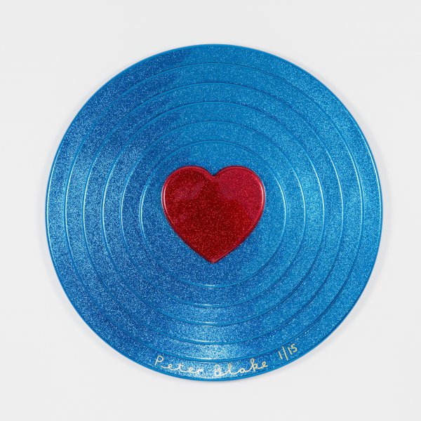 Red Heart On Blue Target (metal Flake) by Peter Blake