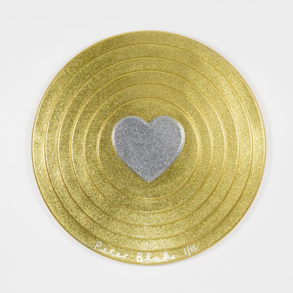Silver Heart On Gold Target (metal Flake) by Peter Blake
