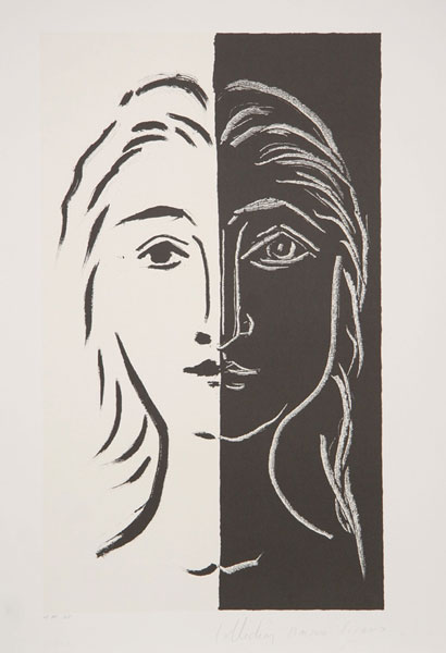 Portrait En Deux Parties Noire Et Blanche by Pablo Picasso