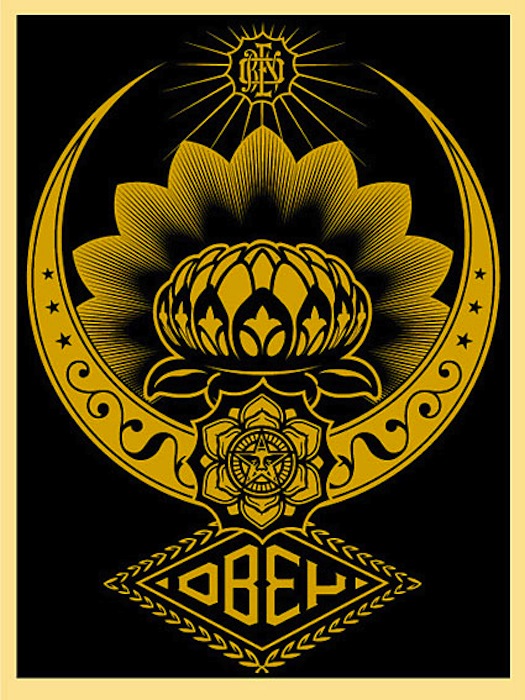 Lotus Ornament Gold by Shepard Fairey