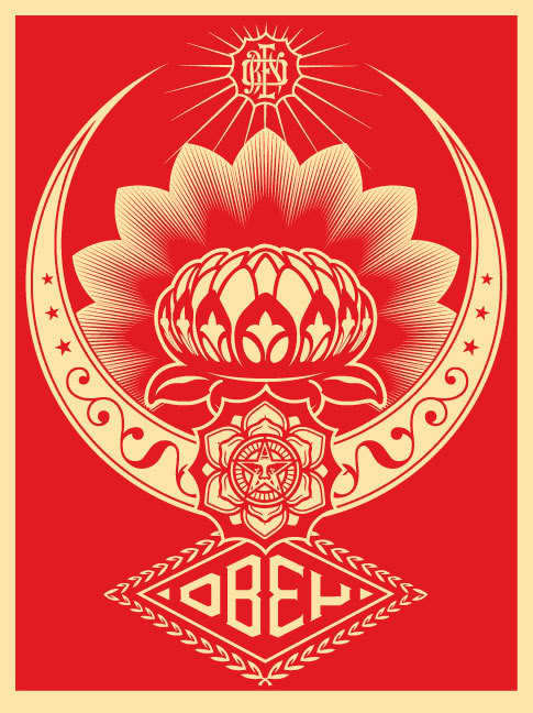 Lotus Ornament Red by Shepard Fairey