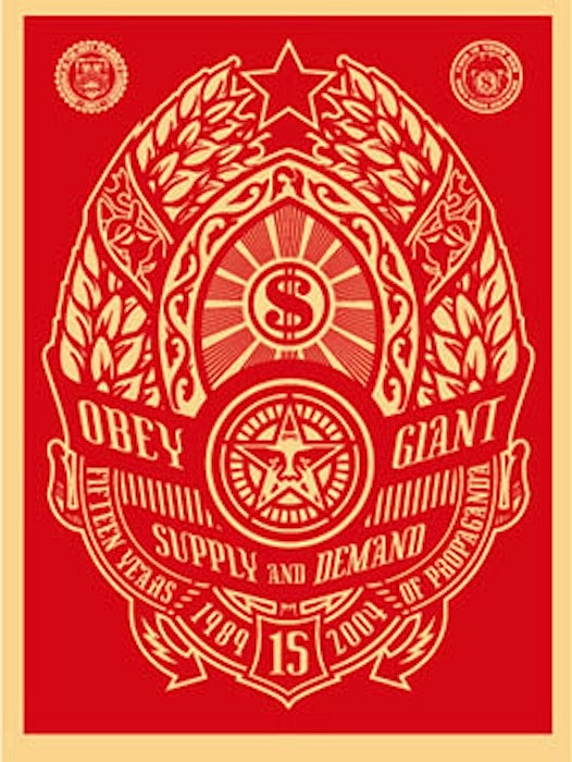 Supply And Demand (red) by Shepard Fairey