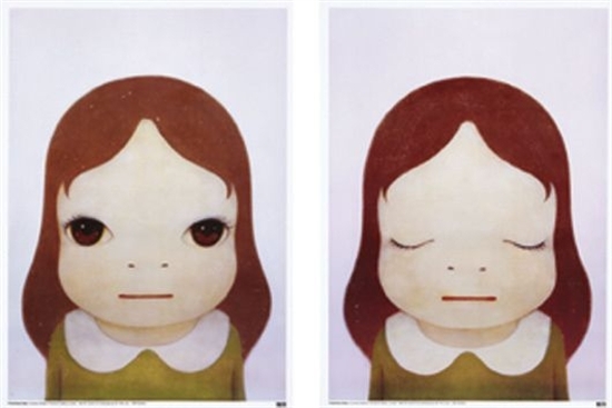 Cosmic Girls (open Eyes / Closed Eyes) Set Of 2 Works by Yoshitomo Nara