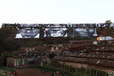 28 Millimètres, Women Are Heroes – In Kibera Slum, Train Passage 1 by JR at Lieberman Contemporary