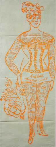 Tattooed Woman Holding Rose by Andy Warhol