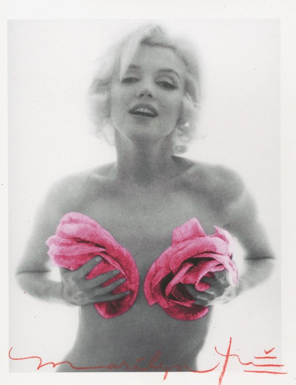 Marilyn With Pink Roses by Bert Stern