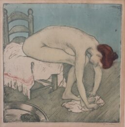 Femme Nue Assise, S’essuyant Les Pieds by Theophile-Alexandre Steinlen at Sarah Sauvin