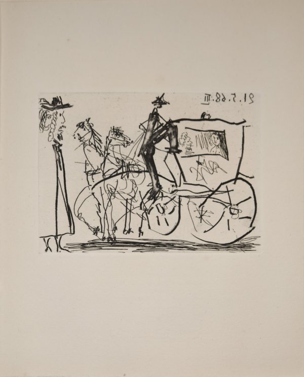 Couple En Carrosse Et Pauvre Piéton by Pablo Picasso