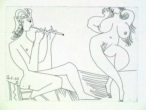 Flutiste Grec Et Danseuse by Pablo Picasso