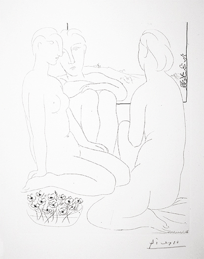 Trois Femmes Nues Et Une Coupe D’anémones by Pablo Picasso