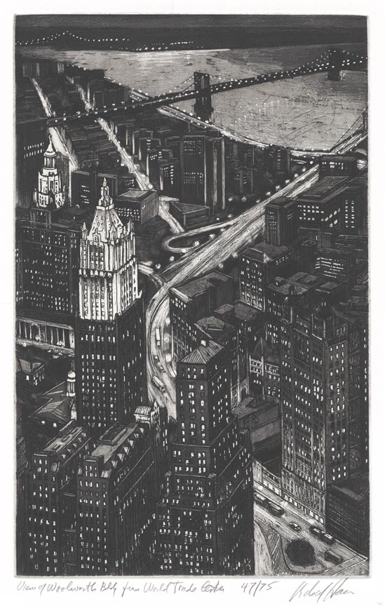 View Of Woolworth Building From World Trade Center by Richard Haas