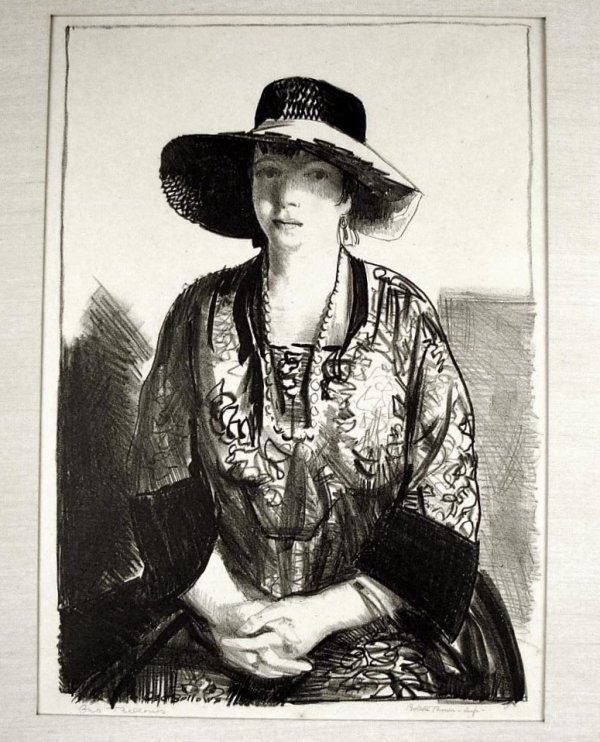 The Black Hat (emma In A Black Hat) by George Bellows