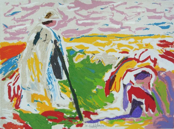The Shepardess: Homage To Millet by Menashe Kadishman