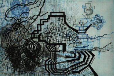 Untitled #5 (blue, Black) by Diana Cooper at Oehme Graphics