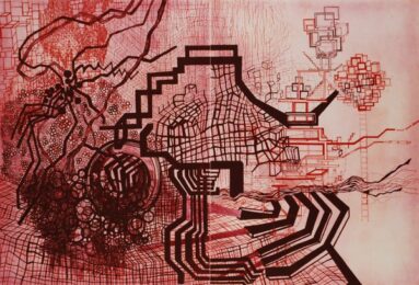 Untitled #7 (maroon, Red, Orange) by Diana Cooper at Oehme Graphics