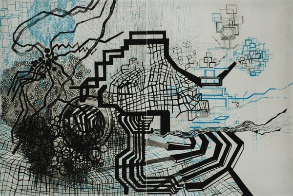 Untitled #8 (teal, Black) by Diana Cooper