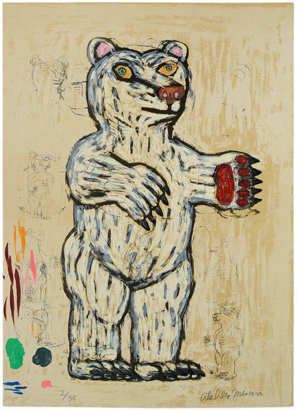 Bear (white/ Standing/ Slanting) by Atsuhiko Misawa