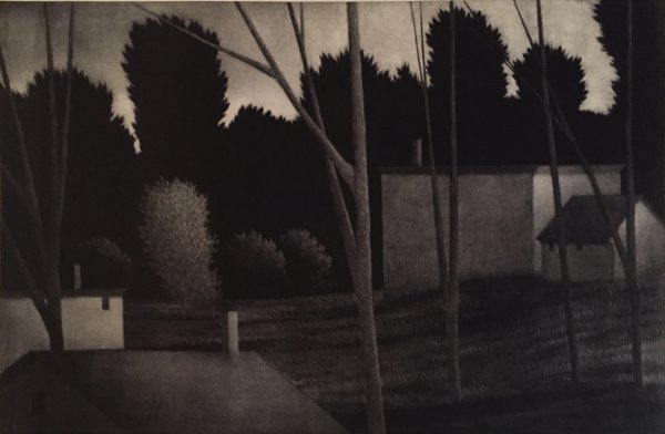 Backyards At Dusk (Rooftops & chimneys) by Robert Kipniss